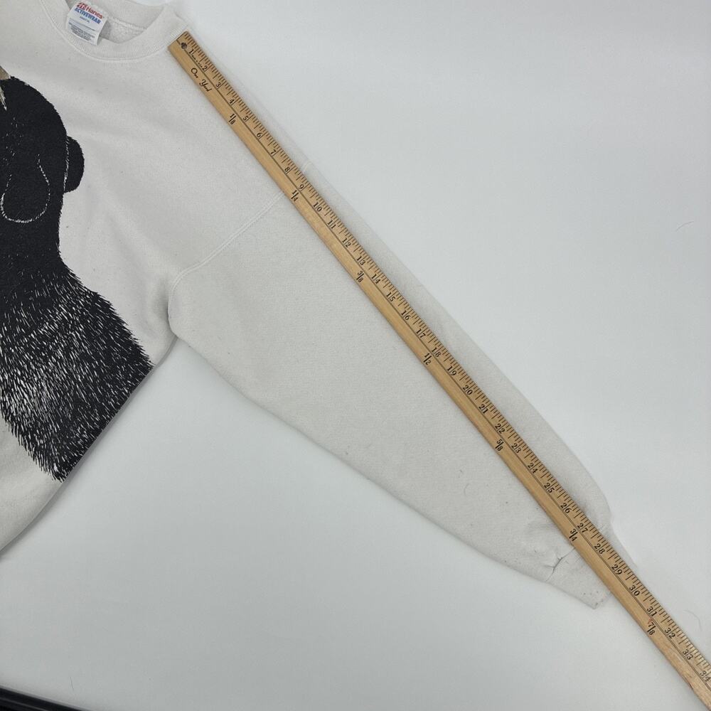 Vintage Bear Hug Nature Sweatshirt Men XL Off White Wheelhouse Pullover USA 90s - Picture 10 of 11